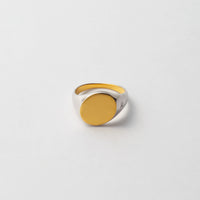 bicolor signet ring (diagonal / gold / silver / silver925)