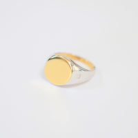 bicolor signet ring (diagonal / gold / silver / silver925)
