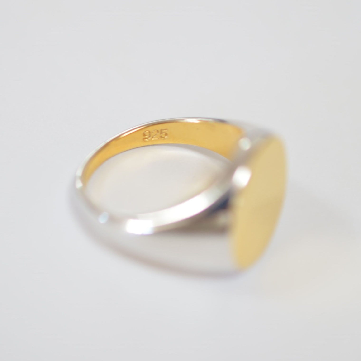 bicolor signet ring (diagonal / gold / silver / silver925)