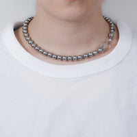 pearl necklace (6mm×8mm light gray pearl / 38cm)