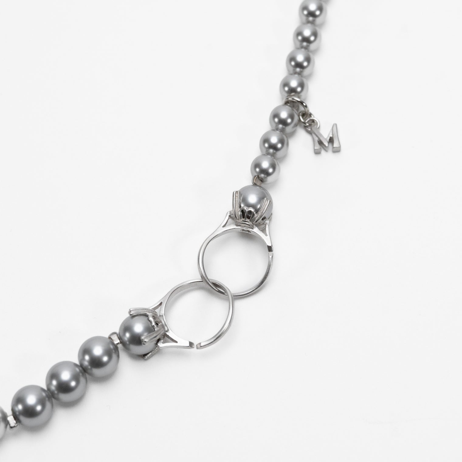 pearl necklace (6mm×8mm light gray pearl / 38cm)