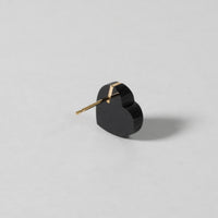 mini Heart pierced earring (Onyx/ K10 post)
