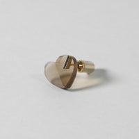 mini Heart pierced earring （Smoky quartz/ K10 post）