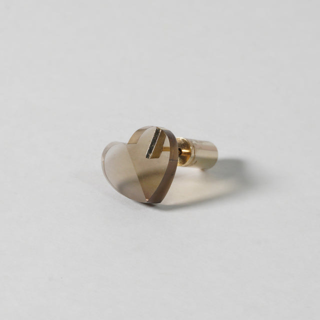 mini Heart pierced earring （Smoky quartz/ K10 post）