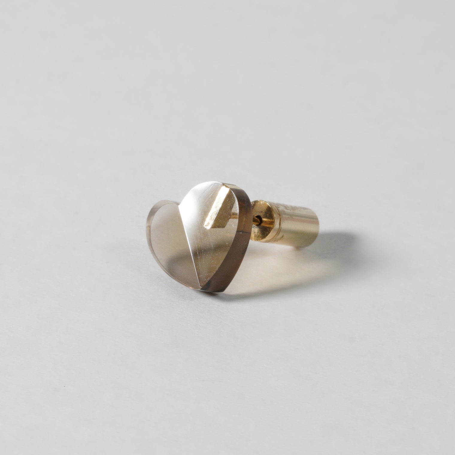 mini Heart pierced earring （Smoky quartz/ K10 post）