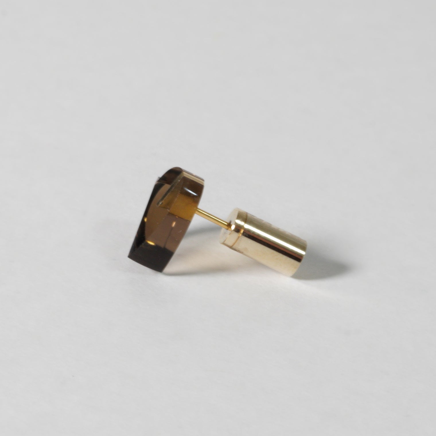 mini Heart pierced earring （Smoky quartz/ K10 post）