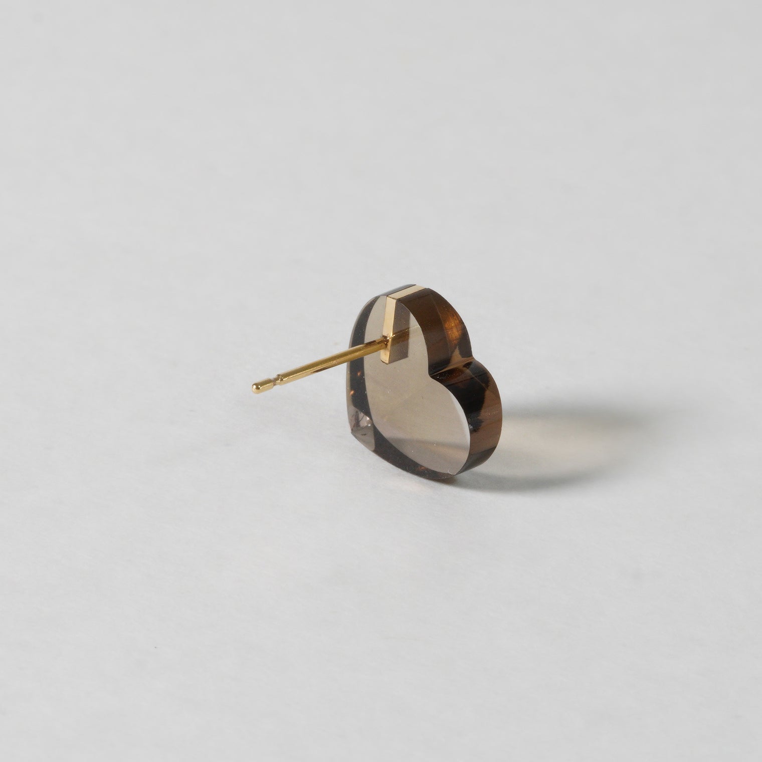 mini Heart pierced earring （Smoky quartz/ K10 post）