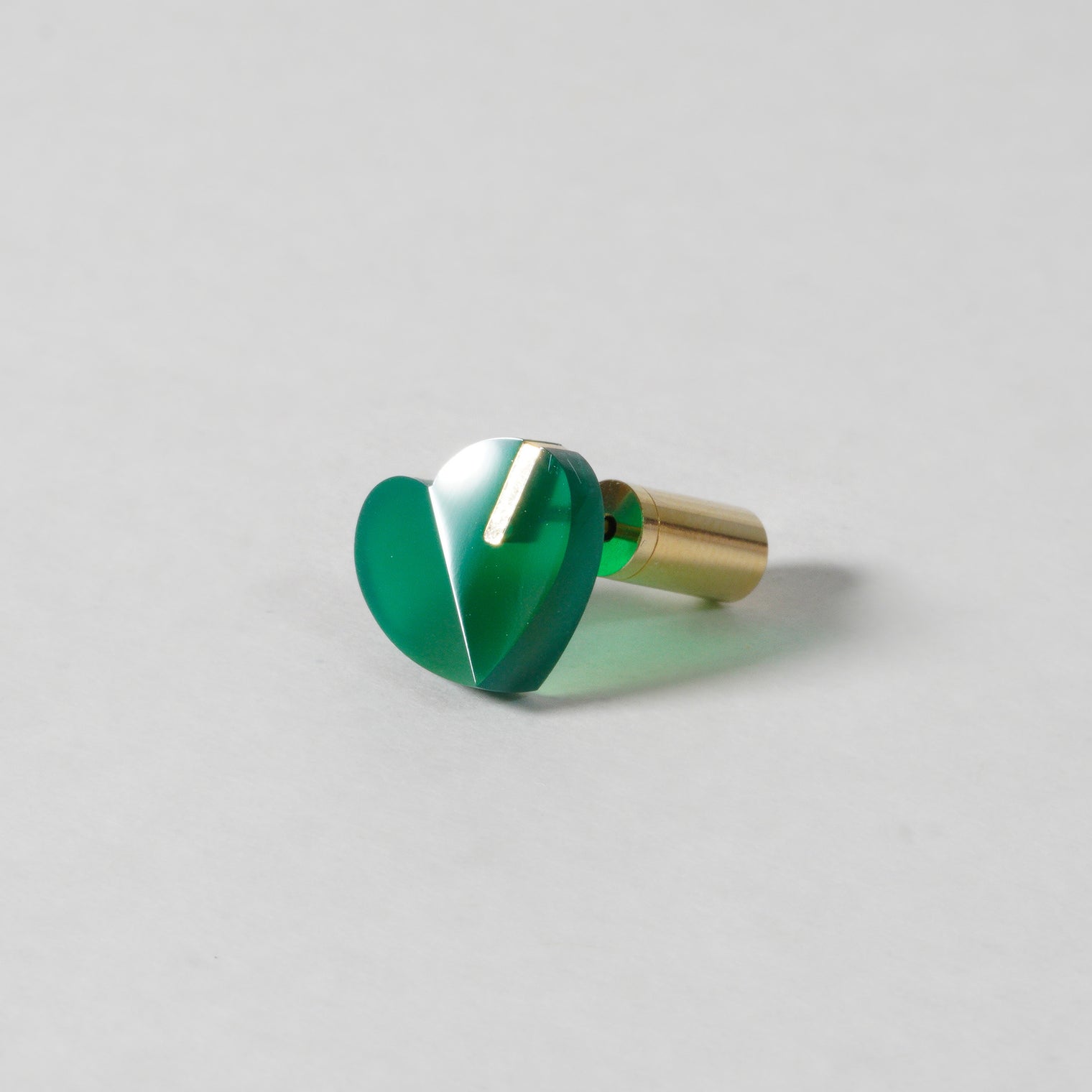mini Heart pierced earring (Green agate / K10 post)