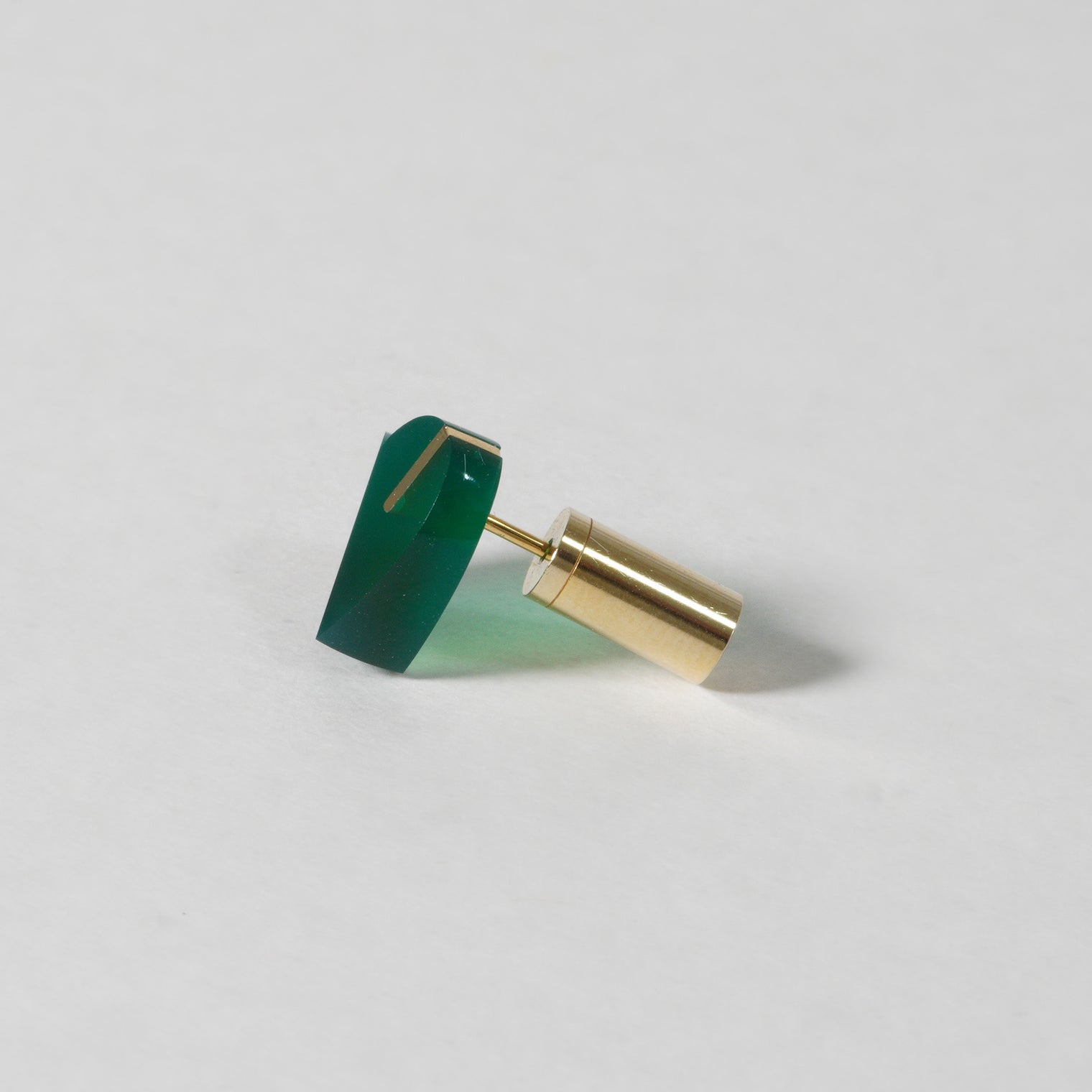 mini Heart pierced earring (Green agate / K10 post)