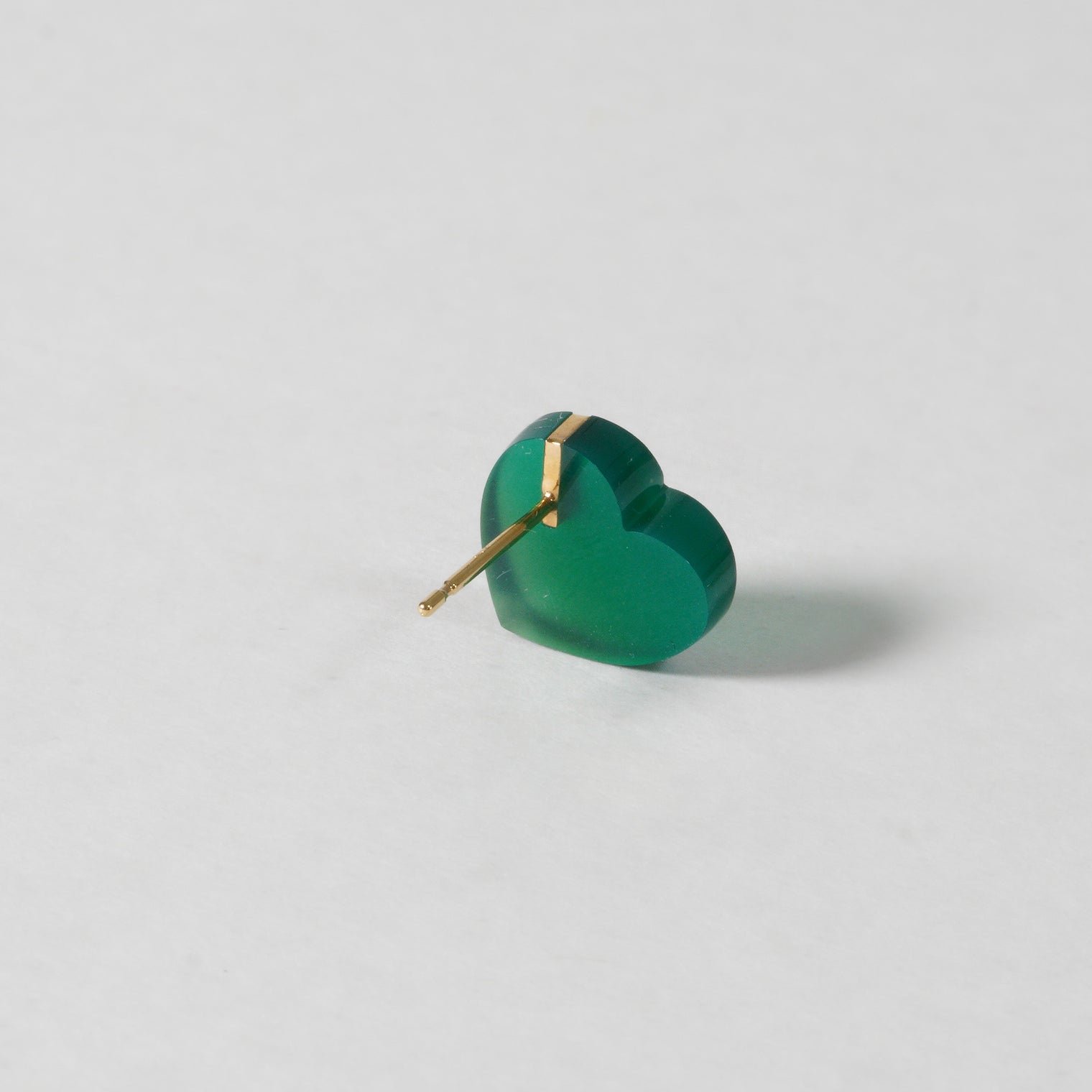 mini Heart pierced earring (Green agate / K10 post)