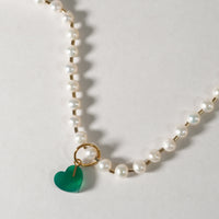 mini Heart charm ( Green agate )