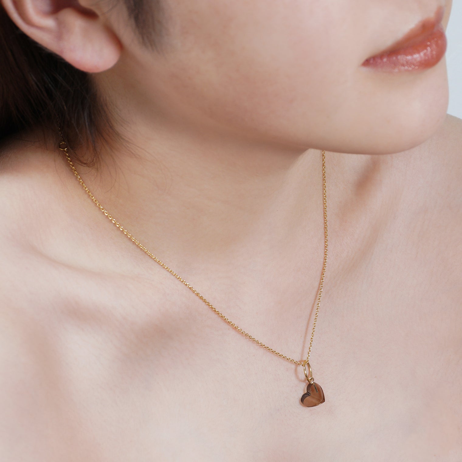 mini Heart charm ( Smoky quartz）
